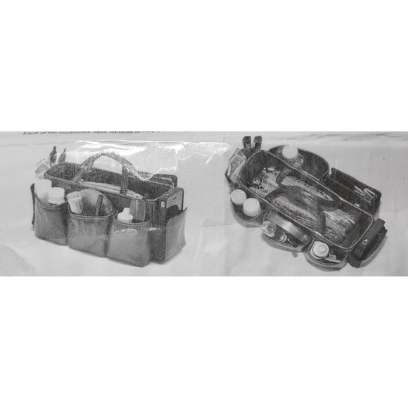 Purse Make Up Organizer Insert Handles & Pockets Black Ready Set Go organizer - Picture 11 of 11